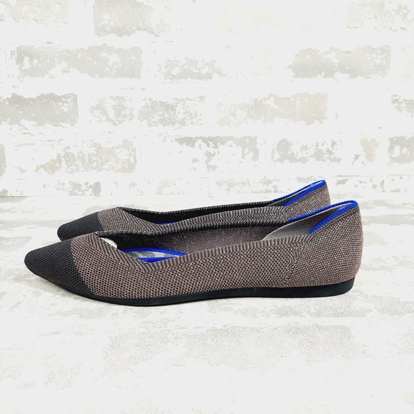 NEW Rothy's The Flat Brown Knit Pointy Toe Slip On Loafers X451